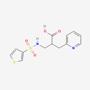 molecular formula C13H14N2O4S2 B7412106 2-(Pyridin-2-ylmethyl)-3-(thiophen-3-ylsulfonylamino)propanoic acid 