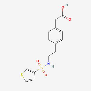 molecular formula C14H15NO4S2 B7412181 2-[4-[2-(Thiophen-3-ylsulfonylamino)ethyl]phenyl]acetic acid 