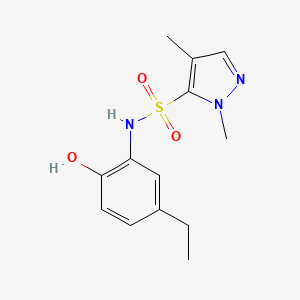 molecular formula C13H17N3O3S B7412196 N-(5-ethyl-2-hydroxyphenyl)-2,4-dimethylpyrazole-3-sulfonamide 