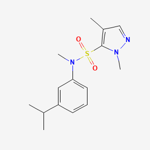 molecular formula C15H21N3O2S B7412202 N,2,4-trimethyl-N-(3-propan-2-ylphenyl)pyrazole-3-sulfonamide 