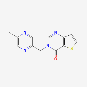 molecular formula C12H10N4OS B7412261 3-[(5-Methylpyrazin-2-yl)methyl]thieno[3,2-d]pyrimidin-4-one 