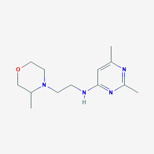 molecular formula C13H22N4O B7412288 2,6-dimethyl-N-[2-(3-methylmorpholin-4-yl)ethyl]pyrimidin-4-amine 