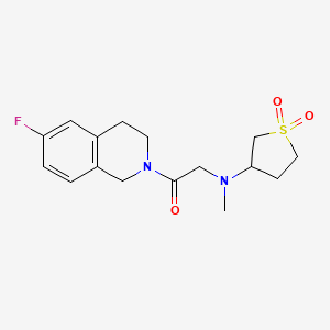 molecular formula C16H21FN2O3S B7412289 2-[(1,1-dioxothiolan-3-yl)-methylamino]-1-(6-fluoro-3,4-dihydro-1H-isoquinolin-2-yl)ethanone 