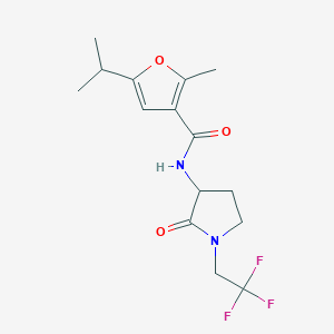 molecular formula C15H19F3N2O3 B7412319 2-methyl-N-[2-oxo-1-(2,2,2-trifluoroethyl)pyrrolidin-3-yl]-5-propan-2-ylfuran-3-carboxamide 