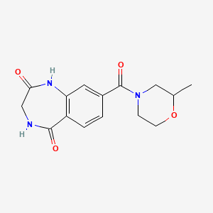 molecular formula C15H17N3O4 B7412333 8-(2-methylmorpholine-4-carbonyl)-3,4-dihydro-1H-1,4-benzodiazepine-2,5-dione 