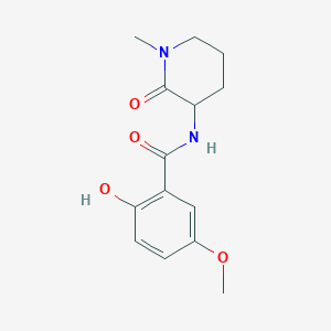 molecular formula C14H18N2O4 B7412449 2-hydroxy-5-methoxy-N-(1-methyl-2-oxopiperidin-3-yl)benzamide 