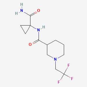 molecular formula C12H18F3N3O2 B7412452 N-(1-carbamoylcyclopropyl)-1-(2,2,2-trifluoroethyl)piperidine-3-carboxamide 