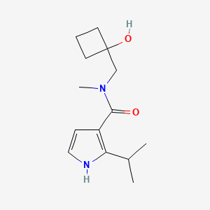 molecular formula C14H22N2O2 B7412471 N-[(1-hydroxycyclobutyl)methyl]-N-methyl-2-propan-2-yl-1H-pyrrole-3-carboxamide 