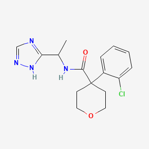 molecular formula C16H19ClN4O2 B7412483 4-(2-chlorophenyl)-N-[1-(1H-1,2,4-triazol-5-yl)ethyl]oxane-4-carboxamide 