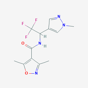 3,5-dimethyl-N-[2,2,2-trifluoro-1-(1-methylpyrazol-4-yl)ethyl]-1,2-oxazole-4-carboxamide