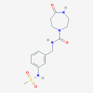 molecular formula C14H20N4O4S B7412514 N-[[3-(methanesulfonamido)phenyl]methyl]-5-oxo-1,4-diazepane-1-carboxamide 