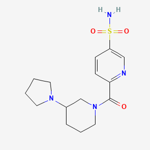 molecular formula C15H22N4O3S B7412535 6-(3-Pyrrolidin-1-ylpiperidine-1-carbonyl)pyridine-3-sulfonamide 