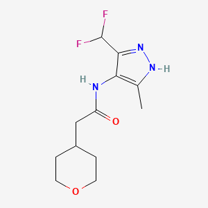 N-[3-(difluoromethyl)-5-methyl-1H-pyrazol-4-yl]-2-(oxan-4-yl)acetamide