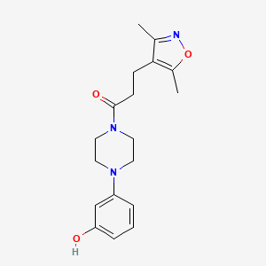 molecular formula C18H23N3O3 B7412547 3-(3,5-Dimethyl-1,2-oxazol-4-yl)-1-[4-(3-hydroxyphenyl)piperazin-1-yl]propan-1-one 