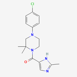 molecular formula C17H21ClN4O B7412591 [4-(4-chlorophenyl)-2,2-dimethylpiperazin-1-yl]-(2-methyl-1H-imidazol-5-yl)methanone 