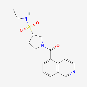 molecular formula C16H19N3O3S B7412662 N-ethyl-1-(isoquinoline-5-carbonyl)pyrrolidine-3-sulfonamide 