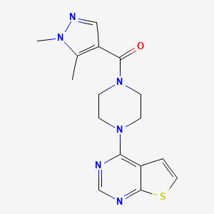 (1,5-Dimethylpyrazol-4-yl)-(4-thieno[2,3-d]pyrimidin-4-ylpiperazin-1-yl)methanone