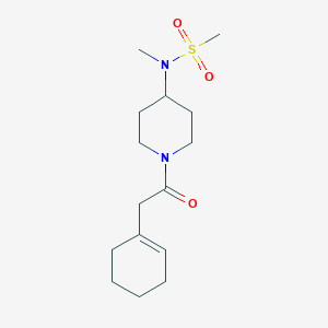 molecular formula C15H26N2O3S B7412715 N-[1-[2-(cyclohexen-1-yl)acetyl]piperidin-4-yl]-N-methylmethanesulfonamide 