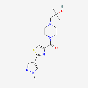 molecular formula C16H23N5O2S B7412737 [4-(2-Hydroxy-2-methylpropyl)piperazin-1-yl]-[2-(1-methylpyrazol-4-yl)-1,3-thiazol-4-yl]methanone 