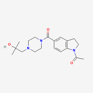 molecular formula C19H27N3O3 B7412744 1-[5-[4-(2-Hydroxy-2-methylpropyl)piperazine-1-carbonyl]-2,3-dihydroindol-1-yl]ethanone 