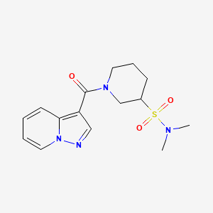 molecular formula C15H20N4O3S B7412779 N,N-dimethyl-1-(pyrazolo[1,5-a]pyridine-3-carbonyl)piperidine-3-sulfonamide 