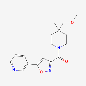 molecular formula C17H21N3O3 B7412783 [4-(Methoxymethyl)-4-methylpiperidin-1-yl]-(5-pyridin-3-yl-1,2-oxazol-3-yl)methanone 