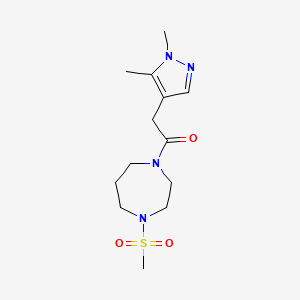 2-(1,5-Dimethylpyrazol-4-yl)-1-(4-methylsulfonyl-1,4-diazepan-1-yl)ethanone