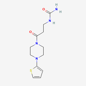 molecular formula C12H18N4O2S B7412901 [3-Oxo-3-(4-thiophen-2-ylpiperazin-1-yl)propyl]urea 