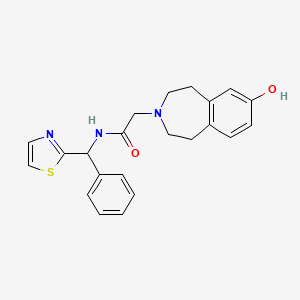 molecular formula C22H23N3O2S B7412904 2-(7-hydroxy-1,2,4,5-tetrahydro-3-benzazepin-3-yl)-N-[phenyl(1,3-thiazol-2-yl)methyl]acetamide 