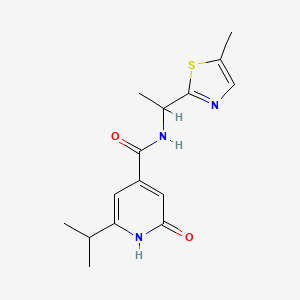 molecular formula C15H19N3O2S B7412911 N-[1-(5-methyl-1,3-thiazol-2-yl)ethyl]-2-oxo-6-propan-2-yl-1H-pyridine-4-carboxamide 