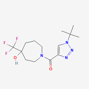 molecular formula C14H21F3N4O2 B7412958 (1-Tert-butyltriazol-4-yl)-[4-hydroxy-4-(trifluoromethyl)azepan-1-yl]methanone 