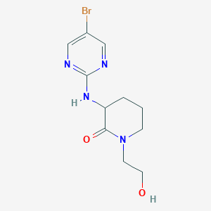 molecular formula C11H15BrN4O2 B7412966 3-[(5-Bromopyrimidin-2-yl)amino]-1-(2-hydroxyethyl)piperidin-2-one 