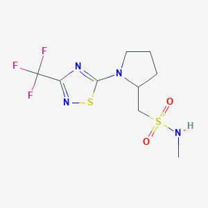 molecular formula C9H13F3N4O2S2 B7413005 N-methyl-1-[1-[3-(trifluoromethyl)-1,2,4-thiadiazol-5-yl]pyrrolidin-2-yl]methanesulfonamide 