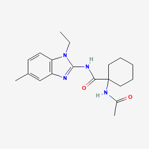 molecular formula C19H26N4O2 B7413011 1-acetamido-N-(1-ethyl-5-methylbenzimidazol-2-yl)cyclohexane-1-carboxamide 