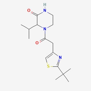 molecular formula C16H25N3O2S B7413018 4-[2-(2-Tert-butyl-1,3-thiazol-4-yl)acetyl]-3-propan-2-ylpiperazin-2-one 