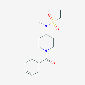 molecular formula C15H26N2O3S B7413068 N-[1-(cyclohex-3-ene-1-carbonyl)piperidin-4-yl]-N-methylethanesulfonamide 