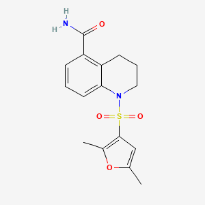 molecular formula C16H18N2O4S B7413084 1-(2,5-dimethylfuran-3-yl)sulfonyl-3,4-dihydro-2H-quinoline-5-carboxamide 