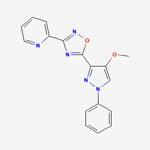 molecular formula C17H13N5O2 B7413086 5-(4-Methoxy-1-phenylpyrazol-3-yl)-3-pyridin-2-yl-1,2,4-oxadiazole 