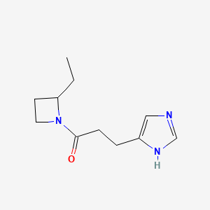 molecular formula C11H17N3O B7413106 1-(2-ethylazetidin-1-yl)-3-(1H-imidazol-5-yl)propan-1-one 