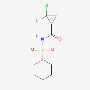 molecular formula C10H15Cl2NO3S B7413171 2,2-dichloro-N-cyclohexylsulfonylcyclopropane-1-carboxamide 