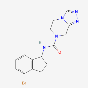 molecular formula C15H16BrN5O B7413181 N-(4-bromo-2,3-dihydro-1H-inden-1-yl)-6,8-dihydro-5H-[1,2,4]triazolo[4,3-a]pyrazine-7-carboxamide 