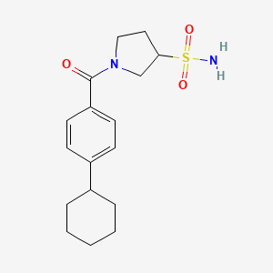 molecular formula C17H24N2O3S B7413212 1-(4-Cyclohexylbenzoyl)pyrrolidine-3-sulfonamide 