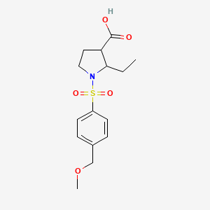 molecular formula C15H21NO5S B7413219 2-Ethyl-1-[4-(methoxymethyl)phenyl]sulfonylpyrrolidine-3-carboxylic acid 