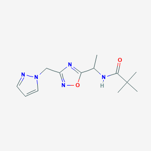 2,2-dimethyl-N-[1-[3-(pyrazol-1-ylmethyl)-1,2,4-oxadiazol-5-yl]ethyl]propanamide