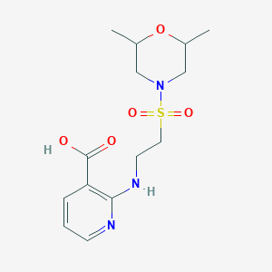 molecular formula C14H21N3O5S B7413270 2-[2-(2,6-Dimethylmorpholin-4-yl)sulfonylethylamino]pyridine-3-carboxylic acid 