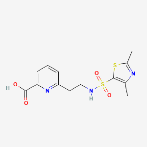 molecular formula C13H15N3O4S2 B7413288 6-[2-[(2,4-Dimethyl-1,3-thiazol-5-yl)sulfonylamino]ethyl]pyridine-2-carboxylic acid 