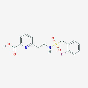 molecular formula C15H15FN2O4S B7413295 6-[2-[(2-Fluorophenyl)methylsulfonylamino]ethyl]pyridine-2-carboxylic acid 