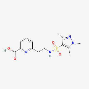 molecular formula C14H18N4O4S B7413303 6-[2-[(1,3,5-Trimethylpyrazol-4-yl)sulfonylamino]ethyl]pyridine-2-carboxylic acid 