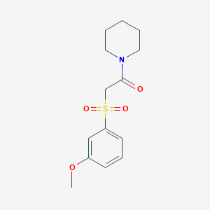 molecular formula C14H19NO4S B7413319 2-(3-Methoxyphenyl)sulfonyl-1-piperidin-1-ylethanone 