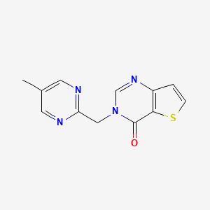 molecular formula C12H10N4OS B7413321 3-[(5-Methylpyrimidin-2-yl)methyl]thieno[3,2-d]pyrimidin-4-one 